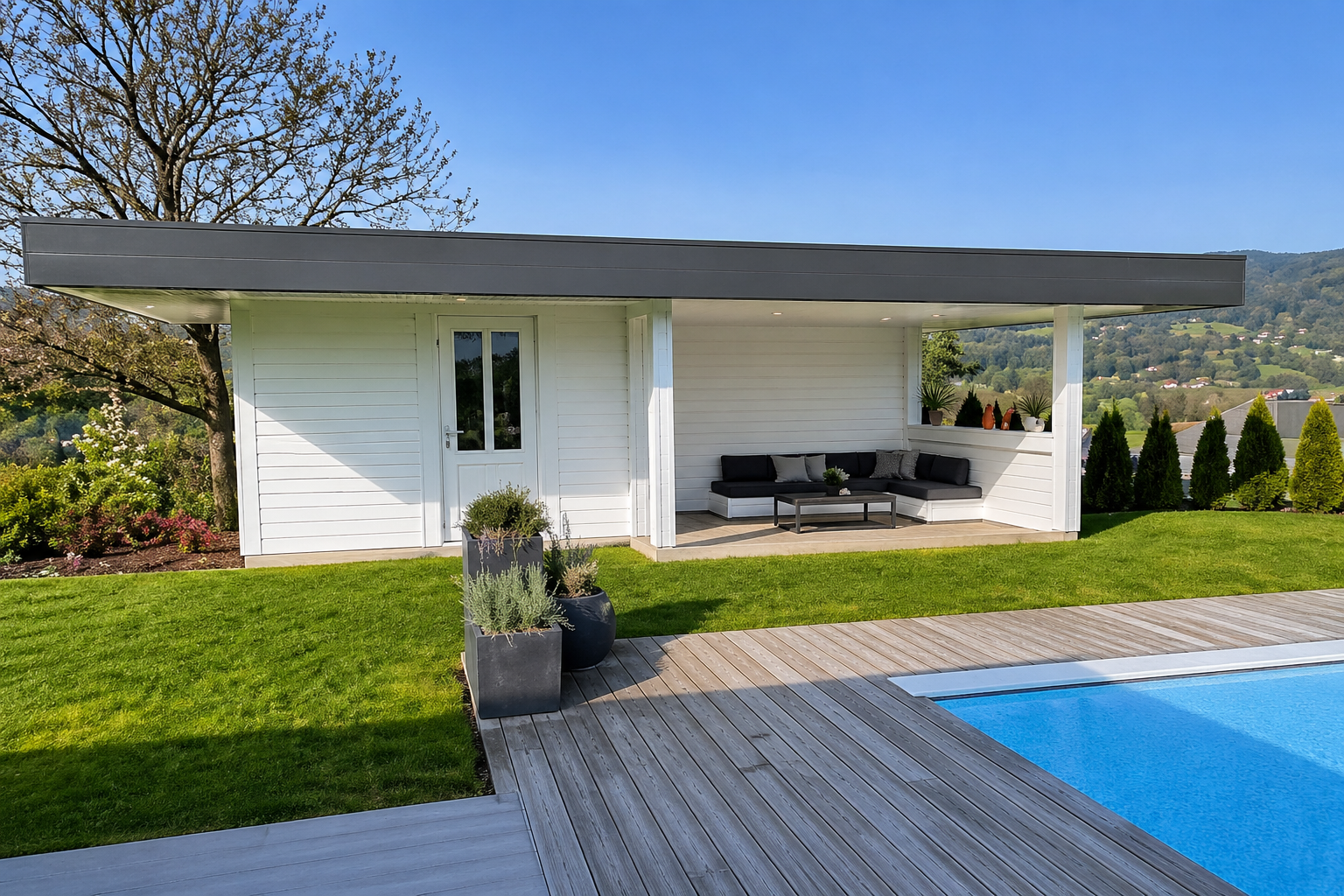 Pool house en construction avant les beaux jours